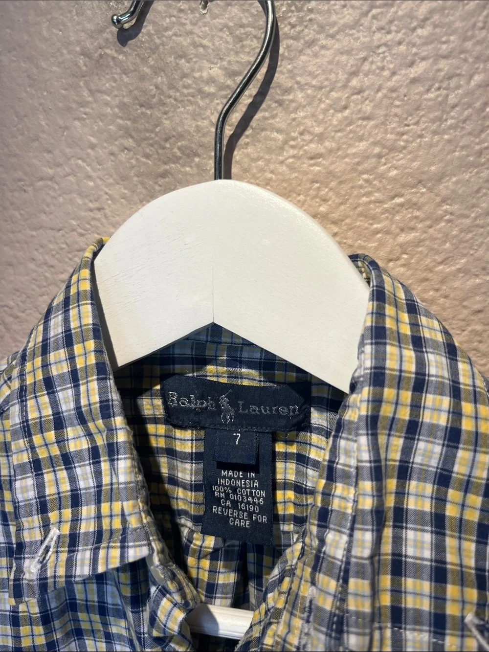 Ralph Lauren Boy’s Plaid Button Down Short Sleeve Shirt Size 7